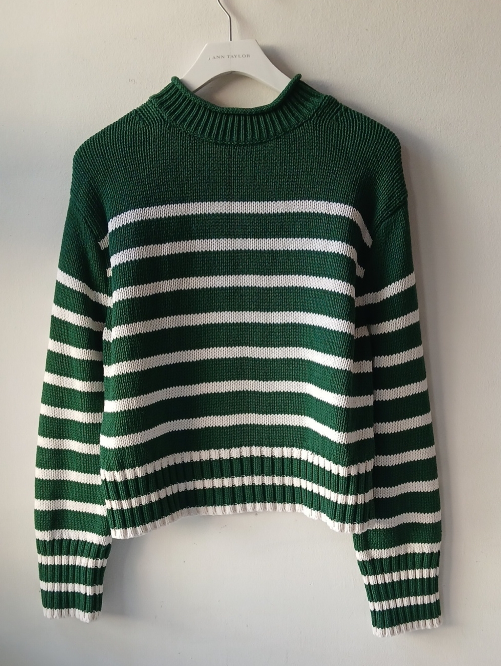 J. Crew Roll Neck Stripe Sweater Green Women's XS